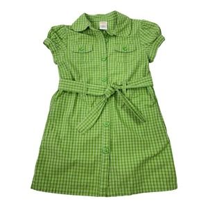 Girls Gymboree Burst of Spring Green Plaid Short Sleeve  Shirt Dress SZ 3
